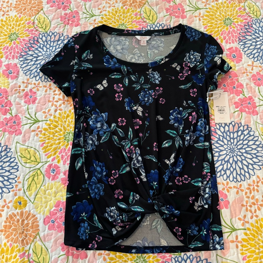 NWT xs candies short sleeve floral blouse
